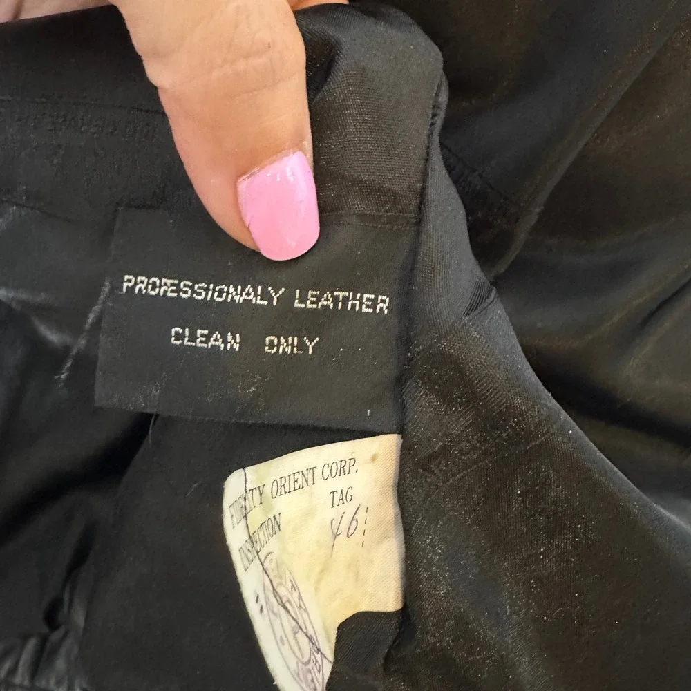 Vintage‎ Fidelity Leather Bomber Jacket Mens 44 Black Good Asymmetrical Zip 8740